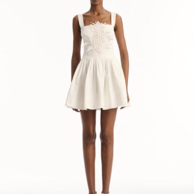 Oscar de la Renta Pineapple Appliqué Denim Dress - Image 2