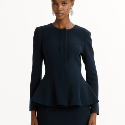 Oscar de la Renta Peplum Wool-Blend Jacket - Image 2