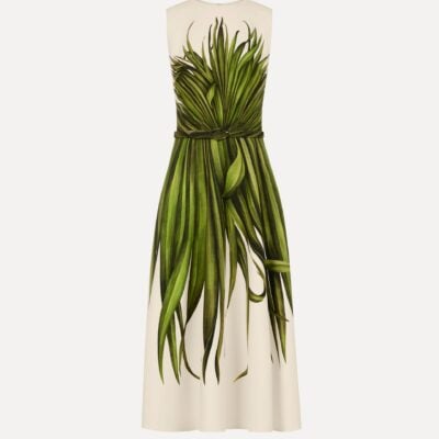 Oscar de la Renta Palm Leaves Wool-Blend Dress - Image 1