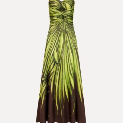 Oscar de la Renta Palm Leaves Silk Twill Cocktail Dress - Image 1