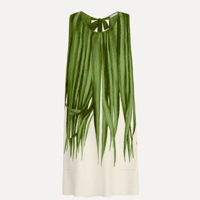 Oscar de la Renta Palm Leaves Jacquard Shift Dress - Image 1