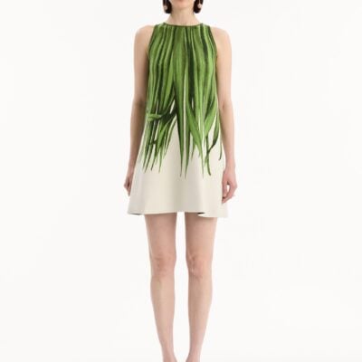 Oscar de la Renta Palm Leaves Jacquard Shift Dress - Image 2