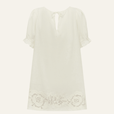 Peony Embroidered Poets Mini Dress - Image 1