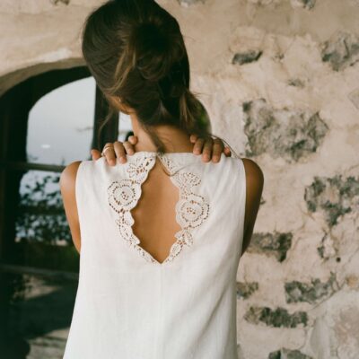 Peony Embroidered Keyhole Mini Dress - Image 2