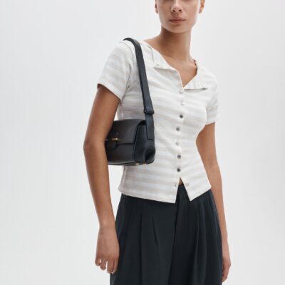 Rag & Bone The Knit Striped Button Tee - Image 1