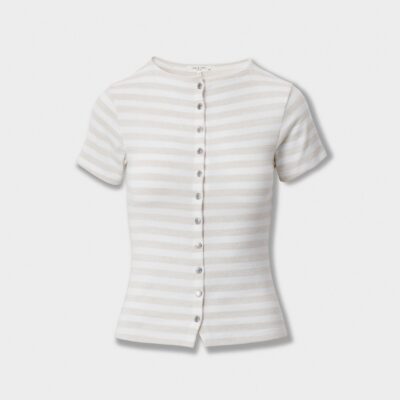Rag & Bone The Knit Striped Button Tee - Image 2