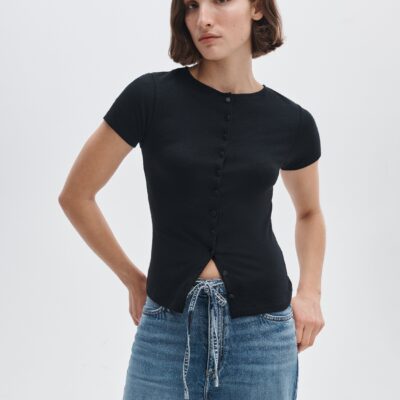 Rag & Bone The Knit Button Tee - Image 1