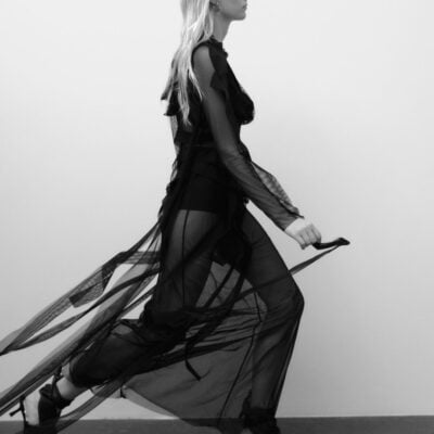 Sid Neigum Strip Embroidered Sheer Dress - Image 1