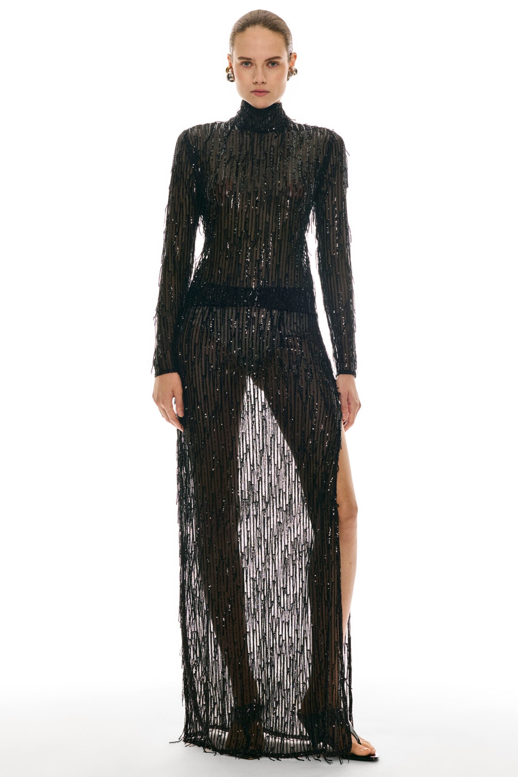MNSDN140826080632013_2 Sid Neigum Sheer Fringe Sequin Skirt - Image 2