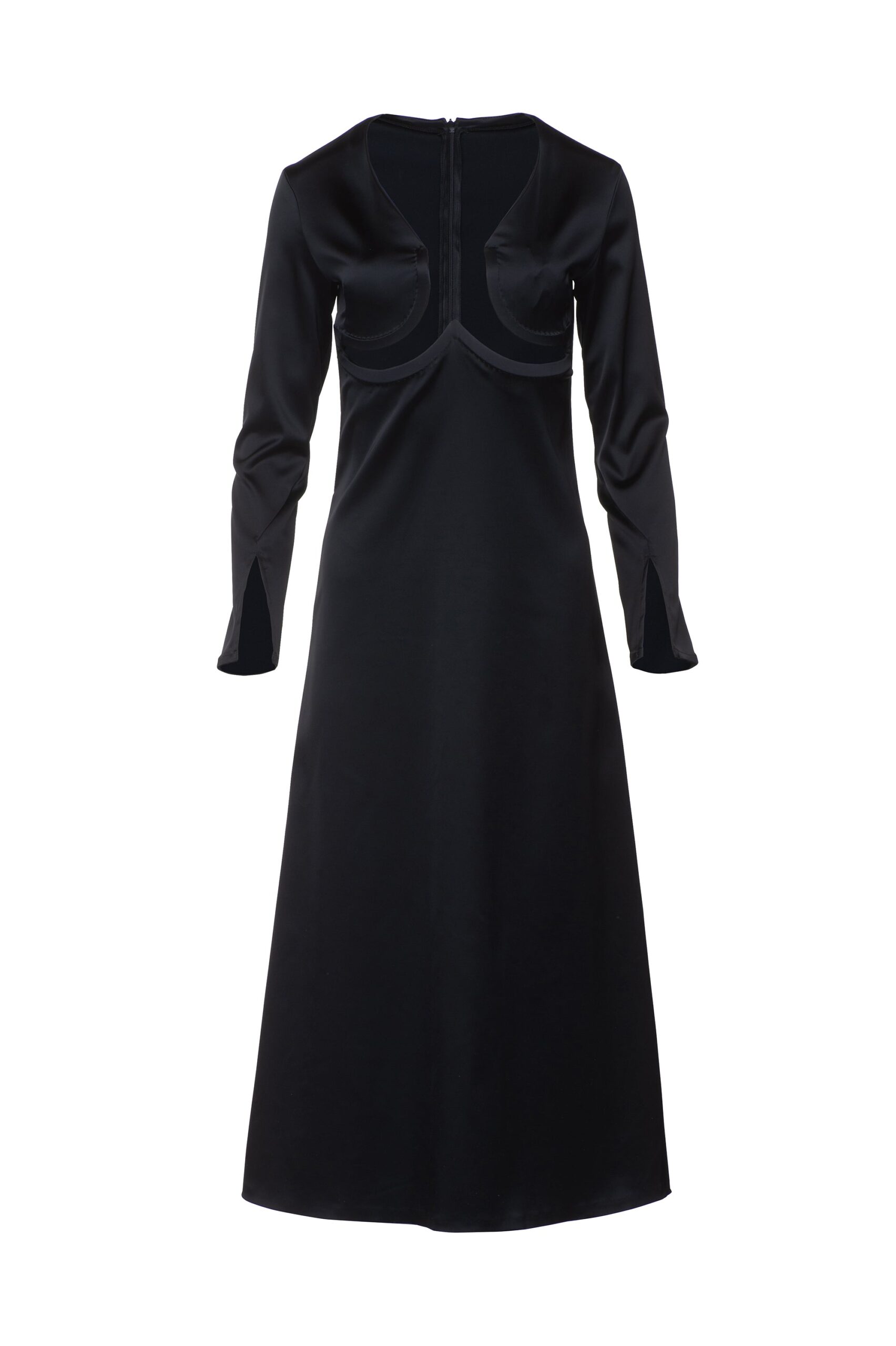 MNSDN140826080632045_2 Sid Neigum Stretch Satin Underwire Cutout Dress - Image 2