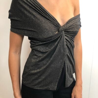 Sid Neigum Metallic Knit Twist Blouse - Image 1