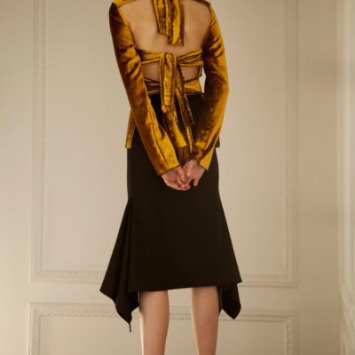 Sid Neigum Gold Velvet Tie Back Long Sleeve Blouse - Image 1