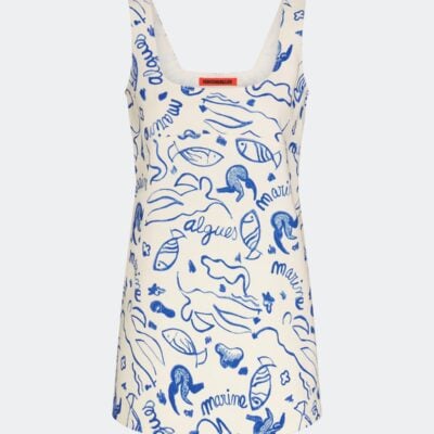 SIMONMILLER Sahara Mini Dress In Marine Print Denim - Image 2