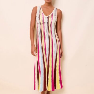 Solid & Striped Velmira Dress Ladder Knit Symi Stripe - Image 1