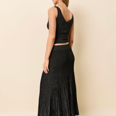 Solid & Striped Theresa Ribbed Skirt Glitter Noir - Image 2