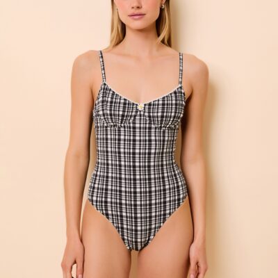 Solid & Striped Taylor One Piece Puckered Plaid Noir - Image 1