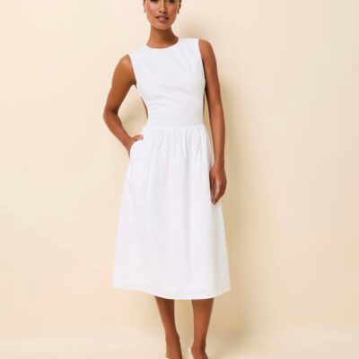 Solid & Striped Sabine Midi Dress Poplin Optic White - Image 1