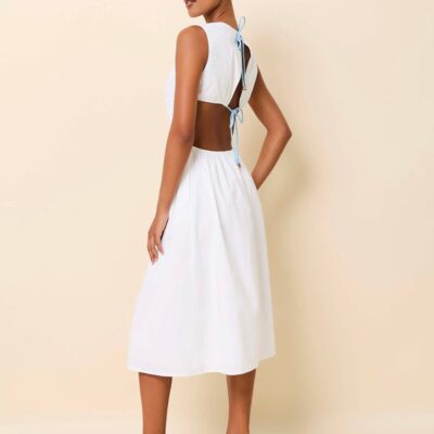 Solid & Striped Sabine Midi Dress Poplin Optic White - Image 2