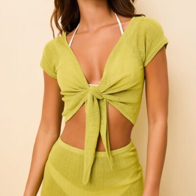 Solid & Striped Rianne Tie Top Paper Knit Guava - Image 2