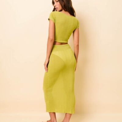 Solid & Striped Rianne Skirt Paper Knit Guava - Image 2