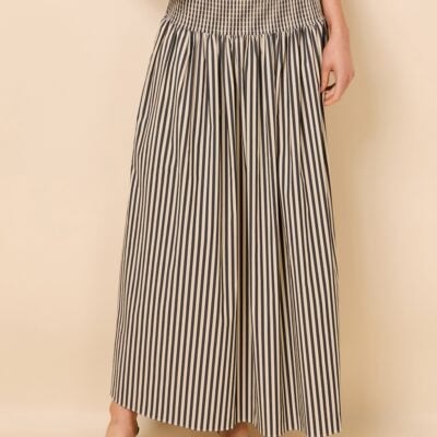 Solid & Striped Noreen Skirt Poplin Noir / Khaki Stripe - Image 1