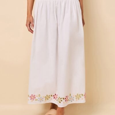 Solid & Striped Noreen Skirt Embroidered Eyelet Optic White - Image 1