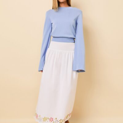 Solid & Striped Noreen Skirt Embroidered Eyelet Optic White - Image 2