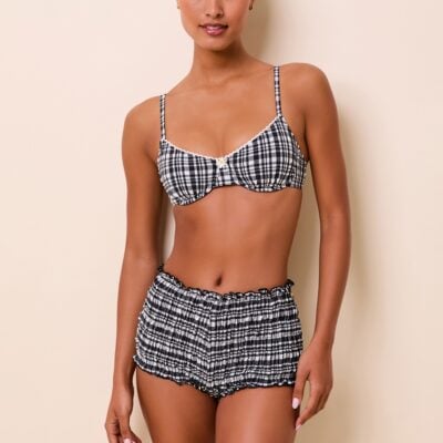 Solid & Striped Mimi Short Puckered Plaid Noir - Image 2
