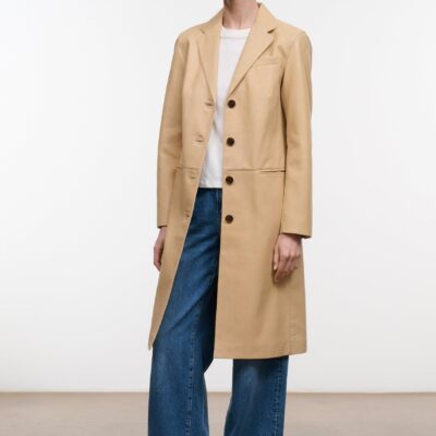 Staud Wyatt Leather Coat | Cashew - Image 1
