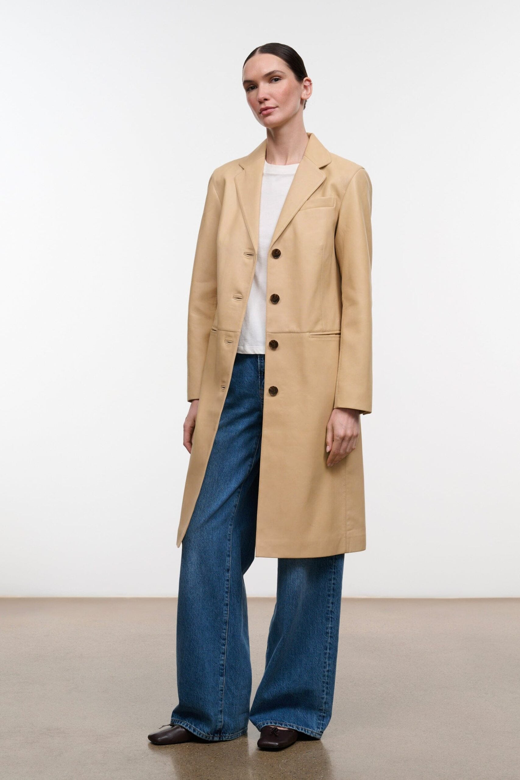 Staud Wyatt Leather Coat | Cashew