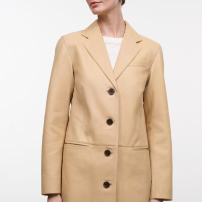 Staud Wyatt Leather Coat | Cashew - Image 2