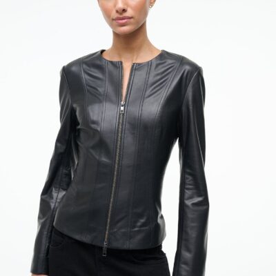 Staud Wells Leather Jacket | Black - Image 1