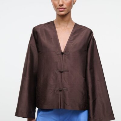 Staud Vito Silk Dupioni Top | Earth - Image 1