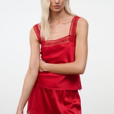 Staud Veronica Silk Top | Tomato - Image 1