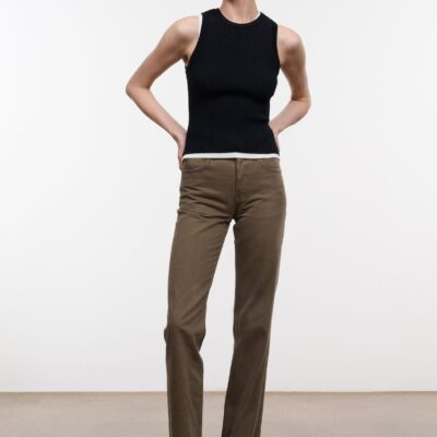Staud Teddy Straight Jean | Greige - Image 1