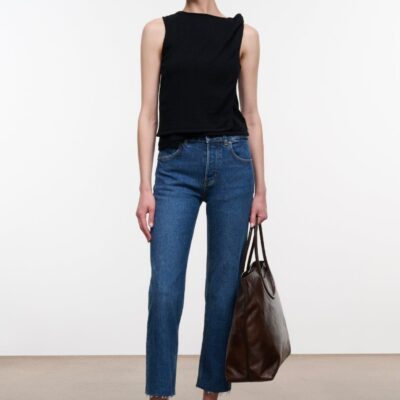 Staud Teddy Cropped With Raw Hem | Stone Blue - Image 1