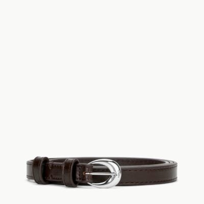 Staud Slim Moon Buckle Belt - 13mm | Mahogany Silver - Image 1