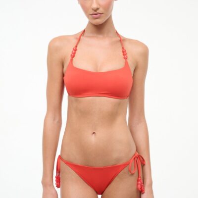 Staud Sisley Side Tie Bikini Bottom | Flame - Image 1