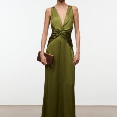 Staud Selene Silk Dress | Pear - Image 1