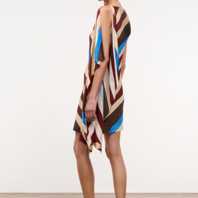 Staud Sabina Silk Dress | Caffe Stripe - Image 2