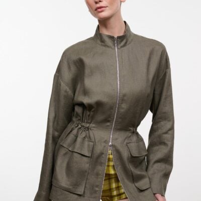 Staud Reed Linen Jacket | Thyme - Image 1