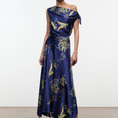 Staud Portia Silk Dress | Tapestry Midnight - Image 1