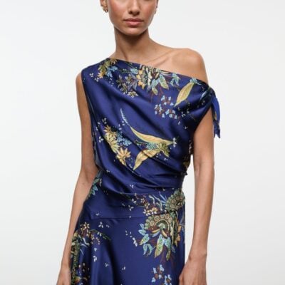 Staud Portia Silk Dress | Tapestry Midnight - Image 2