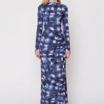 Suboo Shibori Long Sleeve Ruched Maxi - Image 1