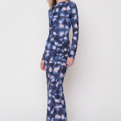 Suboo Shibori Long Sleeve Ruched Maxi - Image 2