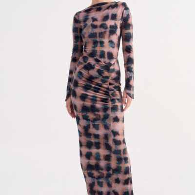 Suboo Shibori Long Sleeve Ruched Maxi Dress - Image 1