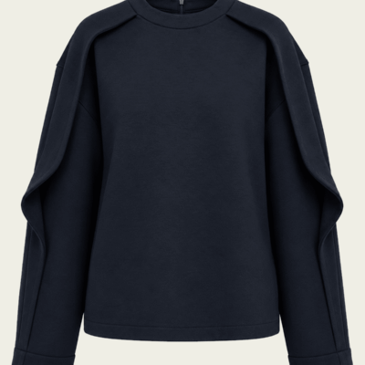 Tibi Bonded Viscose Crewneck with Folded Panel - Image 1