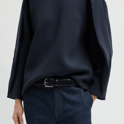 Tibi Bonded Viscose Crewneck with Folded Panel - Image 2