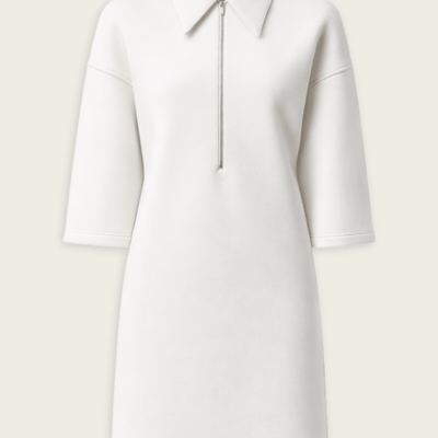 Tibi Bonded Viscose Zip Front Short Sleeve Slim Tunic - Image 1