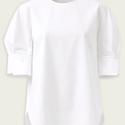 Tibi Compact Eco Poplin Reverse Sleeve Top - Image 1